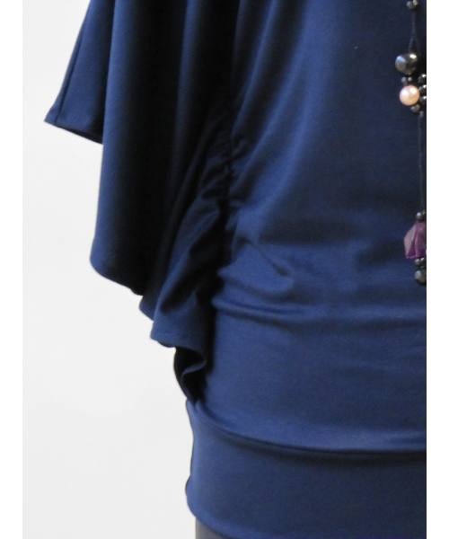 Bluzeczka Diana z pięknymi falbaniastymi rękawami - granatowa